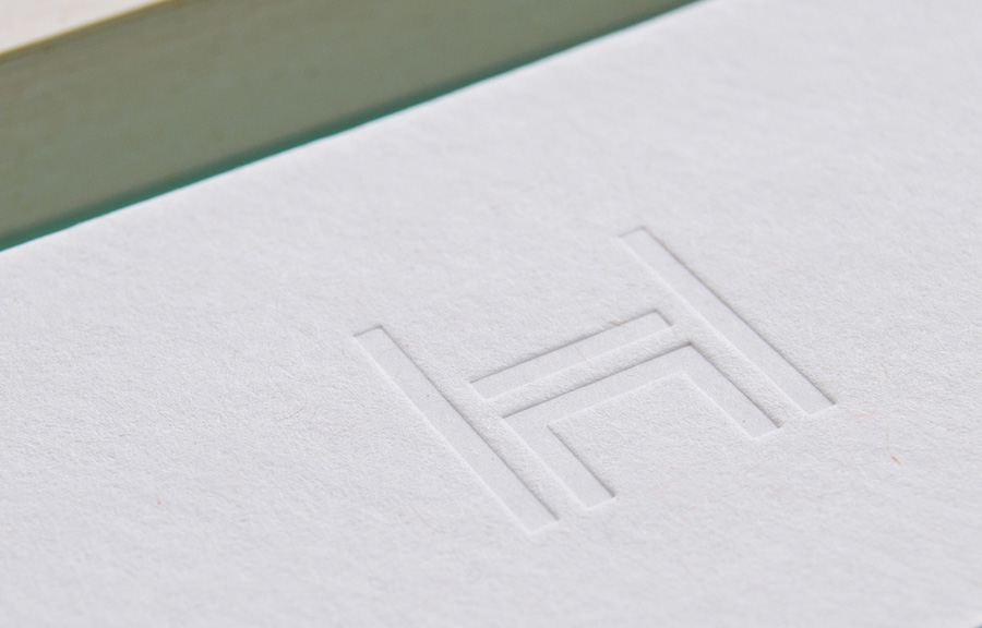 Logo as a blind deboss stationery detail by Two Times Elliott for Daniel Hopwood