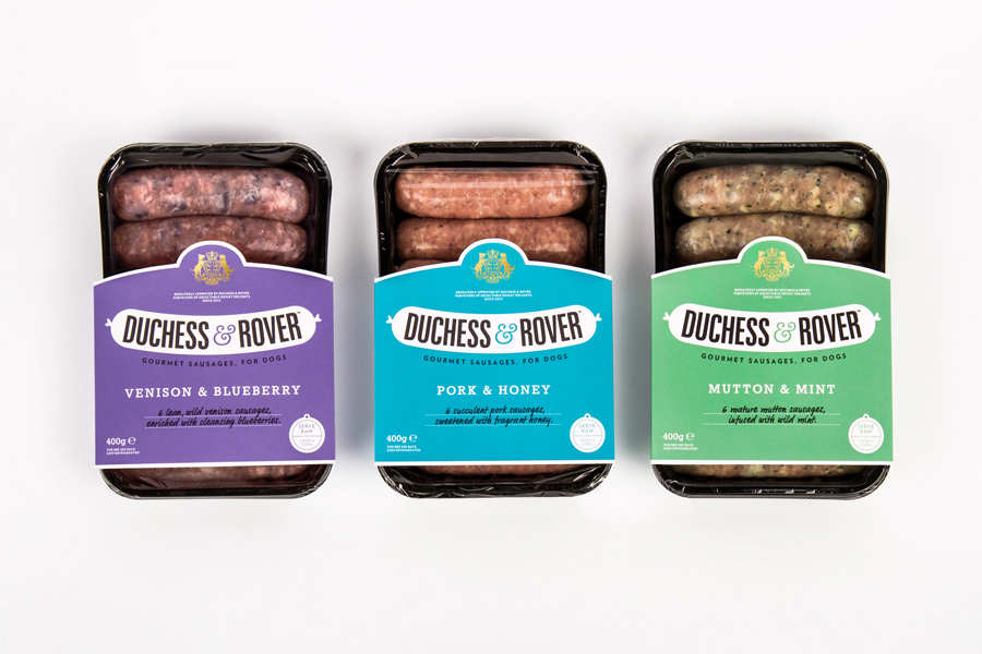 Packaging by Robot Food for gourmet sausage range for dogs Duchess & Rover
