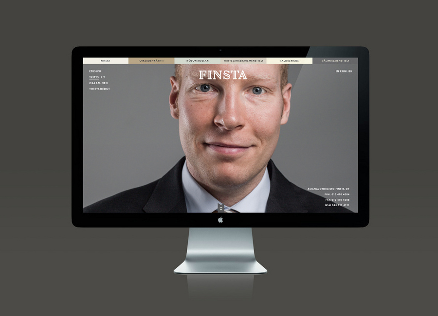 Website designed by Werklig for Finish law firm Finsta