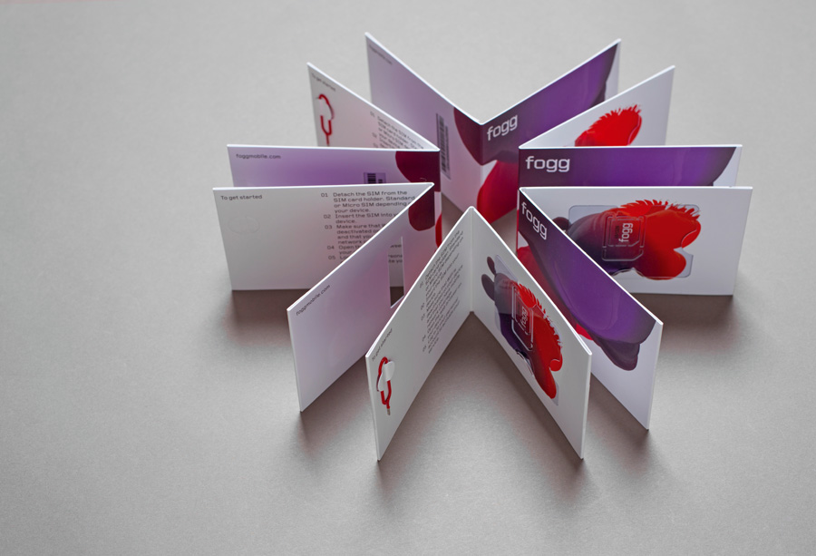 Brand identity and sim card packaging created by Kurppa Hosk and Bunch for international fixed cost mobile data traffic service Fogg