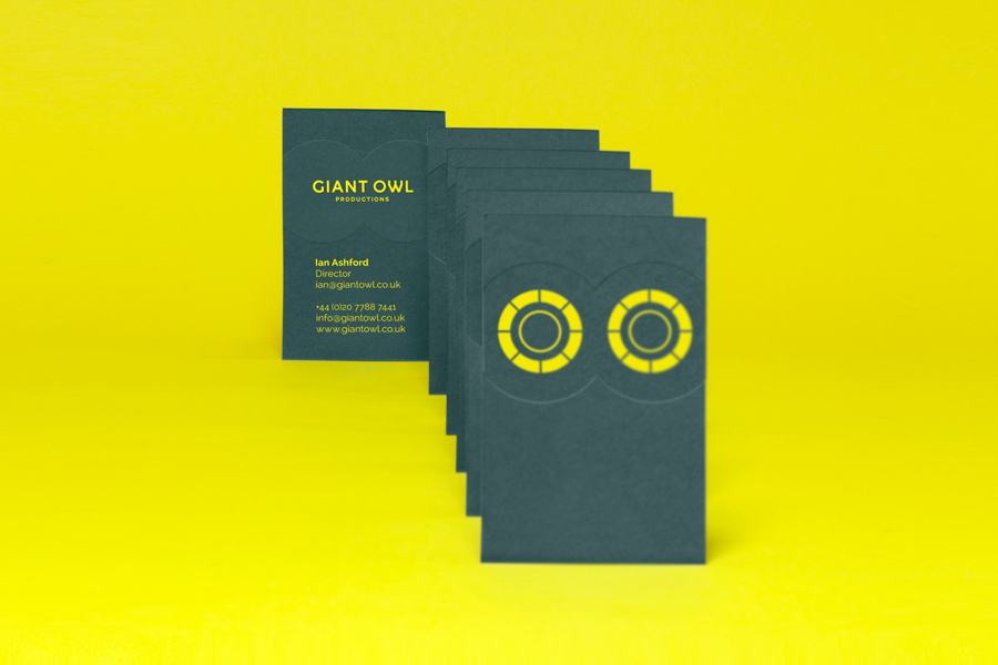 Logo and blind deboss business card by Alphabetical for independent production company Giant Owl