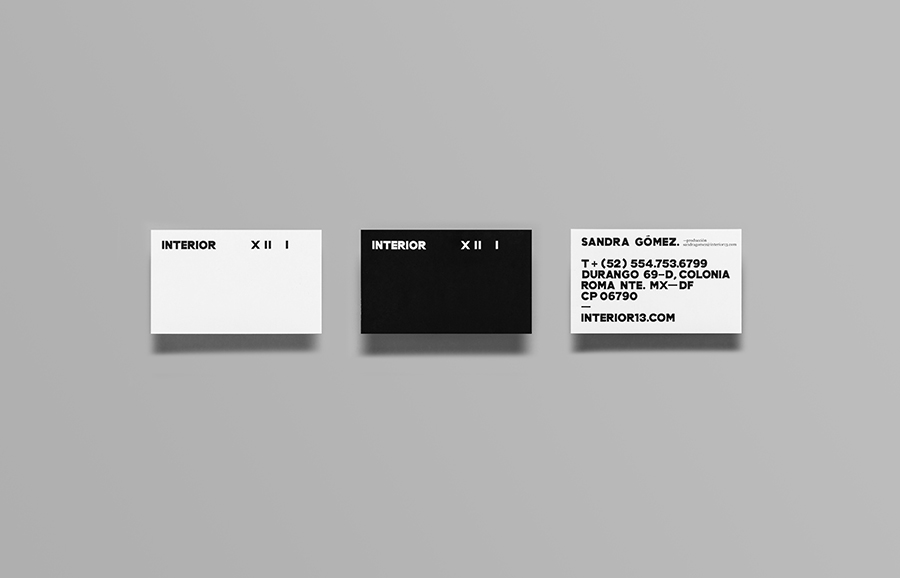 Logo and business card with white ink detail designed by Anagrama for Interior 13, a distributor of auteur films and promoter of independent cinema