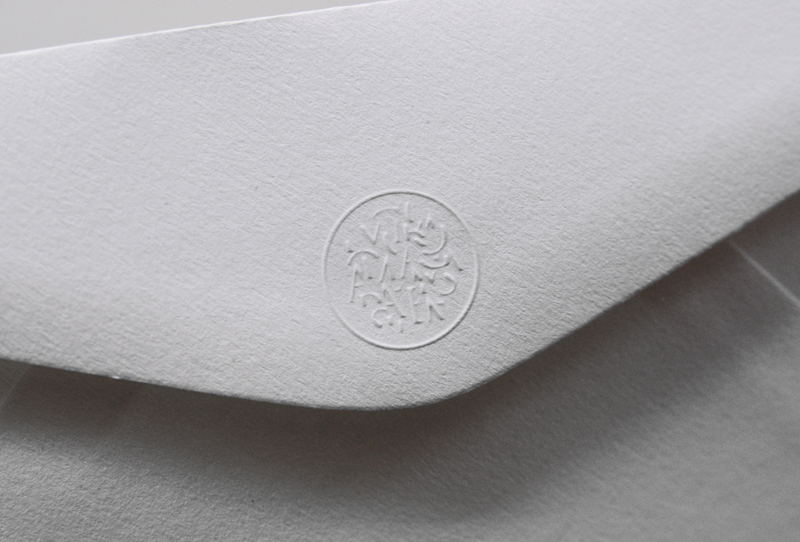 Logo and envelope with blind emboss detail for London-based information gathering consultancy Mars Omega designed by Igloo