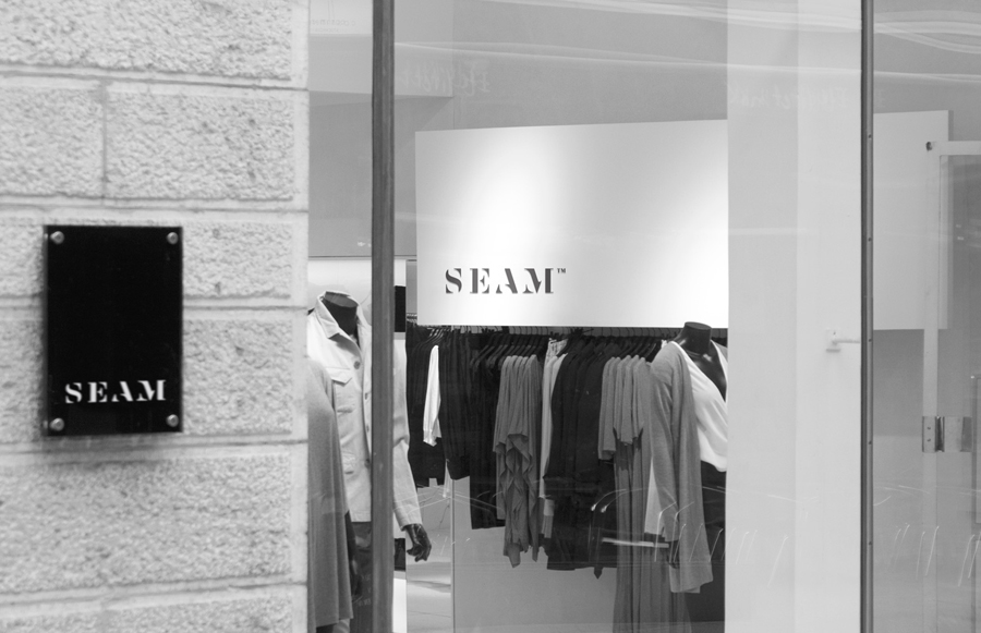 Logo and signage designed by For Brands for fashion brand Seam