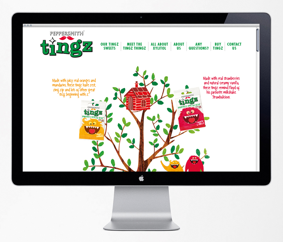 Website and brand identity designed by B&B Studio for Peppersmith's sugar-free sweet range Tingz