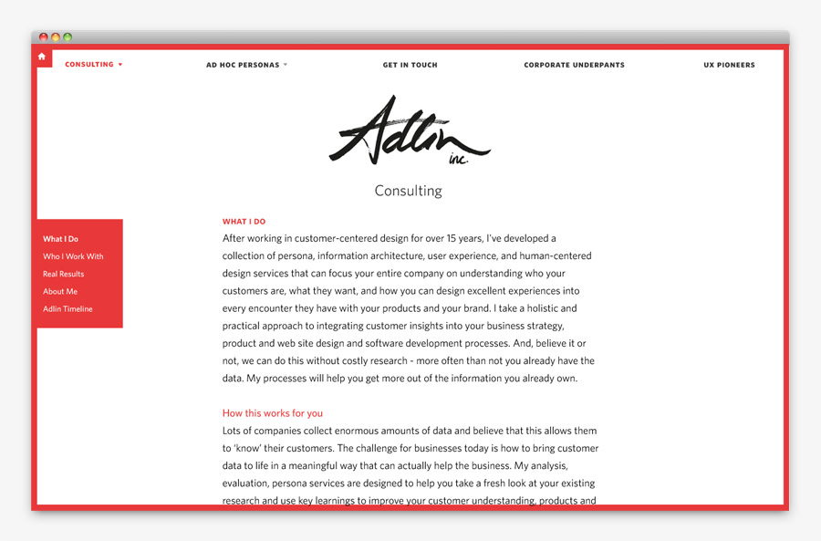 Logo and website designed by Apartment One for customer-centric business consulting business Adlin Inc