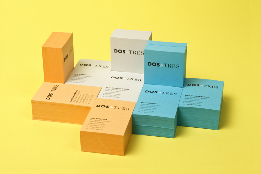 Logotype and business cards with coloured card detail designed by Comite for Dosatres