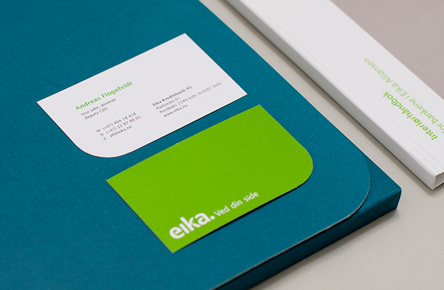 Logotype and Business cards designed by Mission for local bank alliance Eika