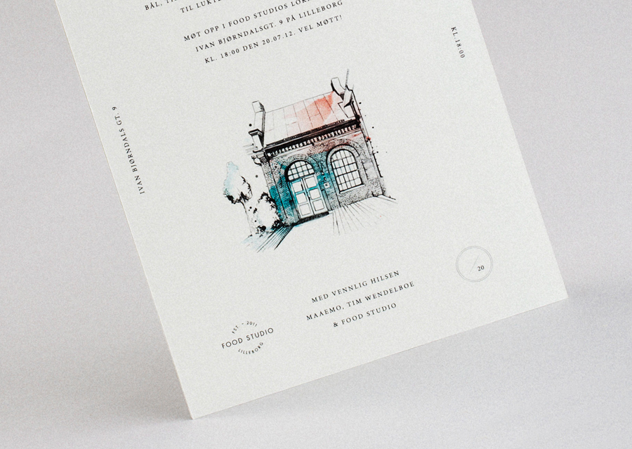 Logo and print with hand drawn illustrative detail designed by Bielke+Yang for Food Studio