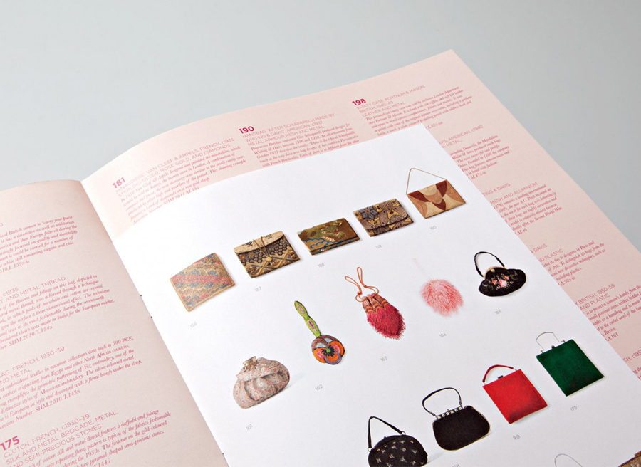 Gallery guide designed by Charlie Smith Design for the Simone Handbag Museum