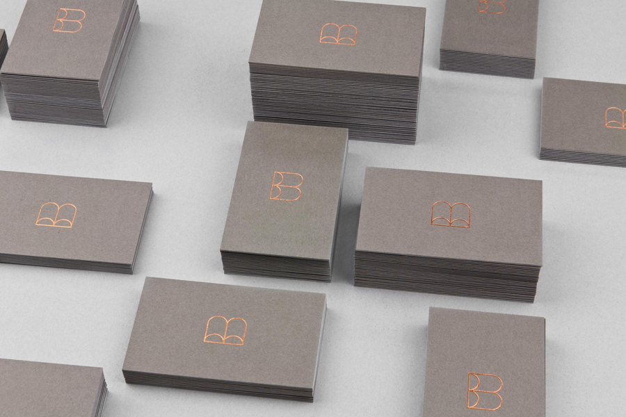 Logo and business card with a copper block foil detail for screenwriter Belinda Nowell's new publishing venture Boabel, designed by Maud