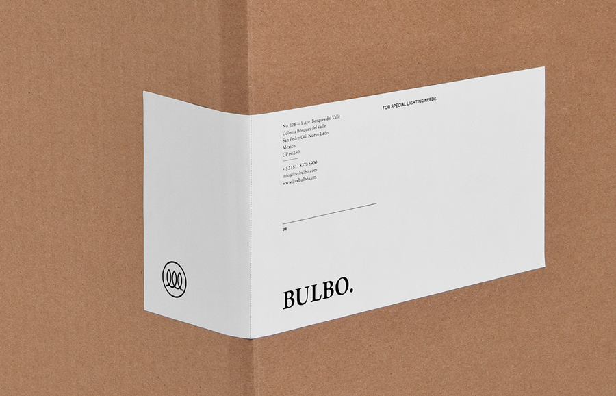 Logo and box sticker for high-end boutique lighting shop and interior planning service Bulbo designed by Anagrama