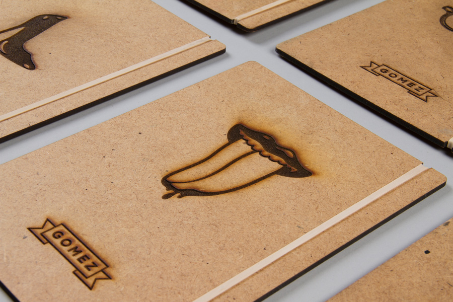 Logo and menu with heat treatment designed by Savvy for San Pedro-based bar Gomez