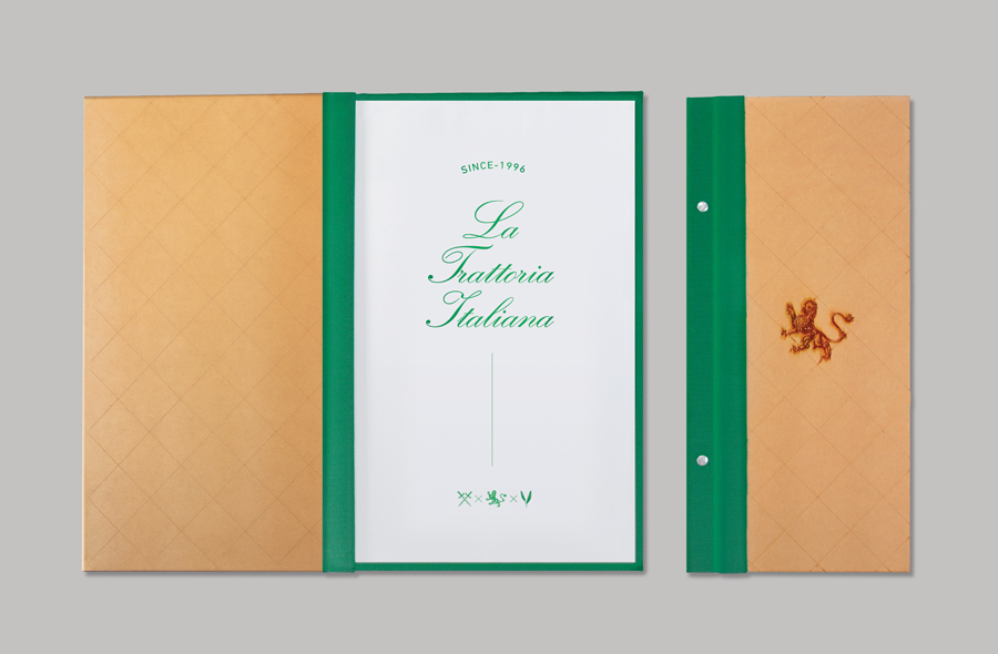 Menu with heat treated detail for Monterrey-based traditional Italian restaurant Iannilli designed by Savvy