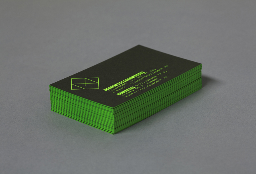 Business card design with edge painted detail by Work In Progress for Metronet