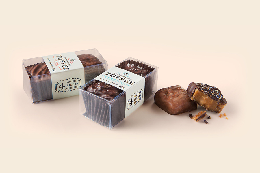 Packaging created by Studio MPLS for Mrs. Weinstein's toffee packaging