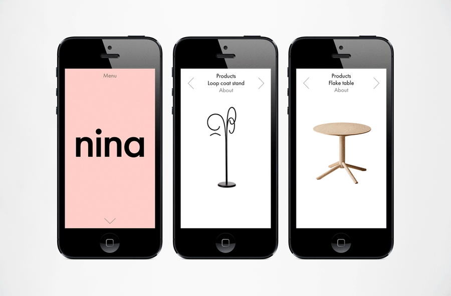 Logotype and website for industrial designer Nina Jobs designed by BVD