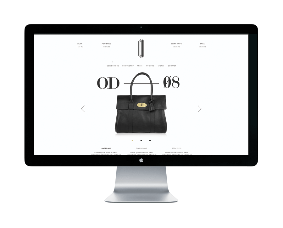 Logo and responsive wbsite designed by Two Times Elliott for Paris accessory brand Odmé