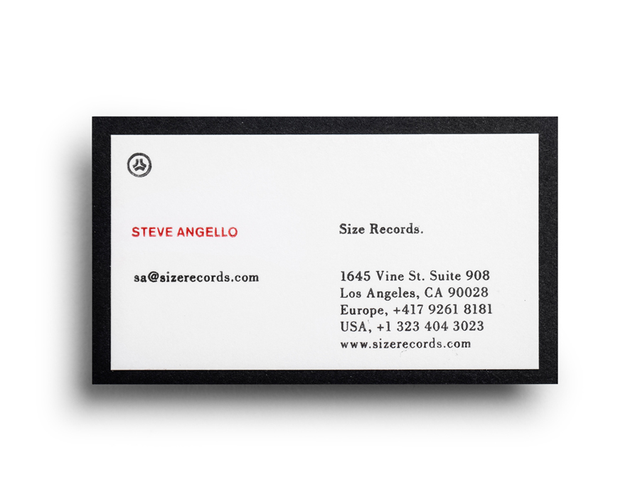 Logo and business card with white foil detail designed by Face for Steve Angello's independent record label Size