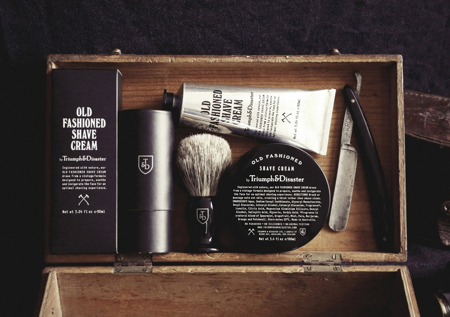 Packaging for male skincare and accessory range Triumph & Disaster designed by DDMMYY