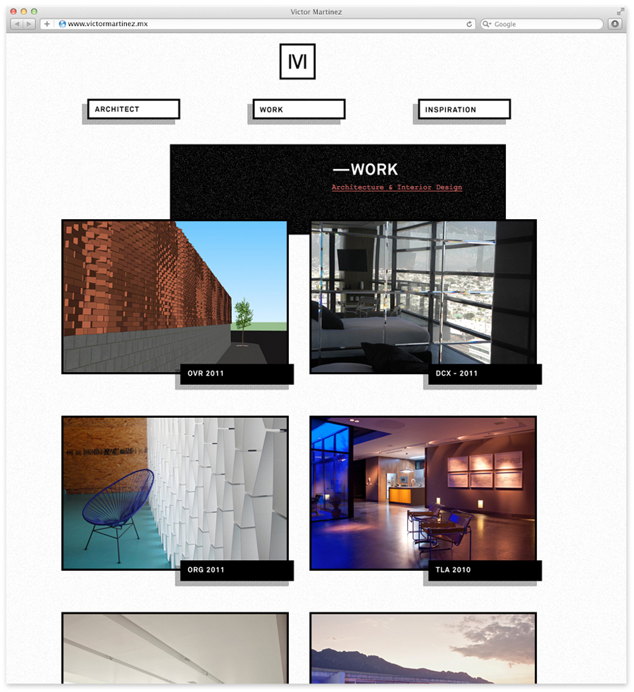 Logo and website designed by Face for architect and studio founder Victor Martinez