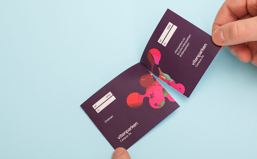 Ticket created by Bielke+Yang with illustration by MVM for science centre Vitenparken