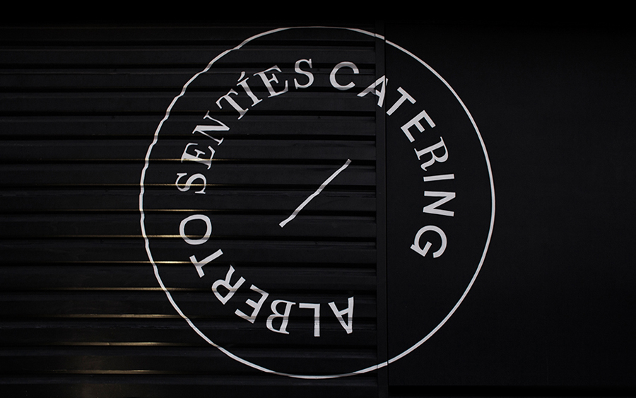 Logo and signage for Alberto Senties Catering designed by Anagrama