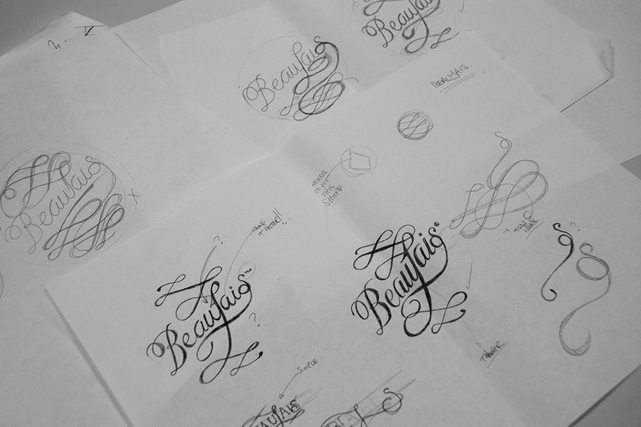 Script sketch work by Parent for luxury lingerie brand Beaujais