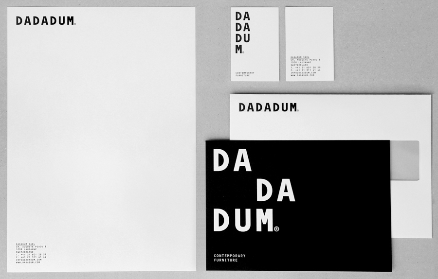 Logotype and stationery created by Demian Conrad Design for Swiss contemporary furniture design and manufacturer Dadadum