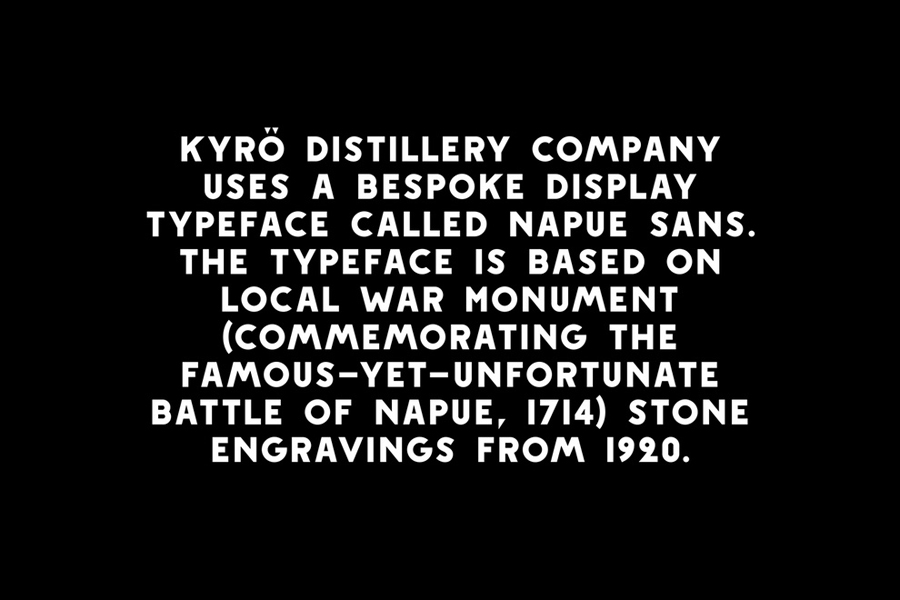 Custom typeface designed by Werklig for Kyrö Distillery Company