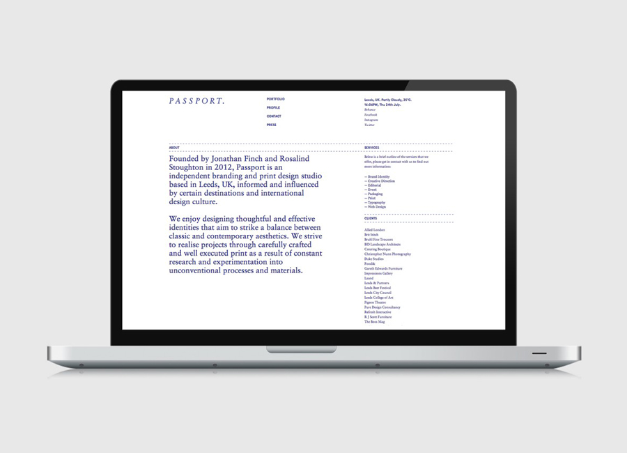 Responsive website for Leeds based design studio Passport