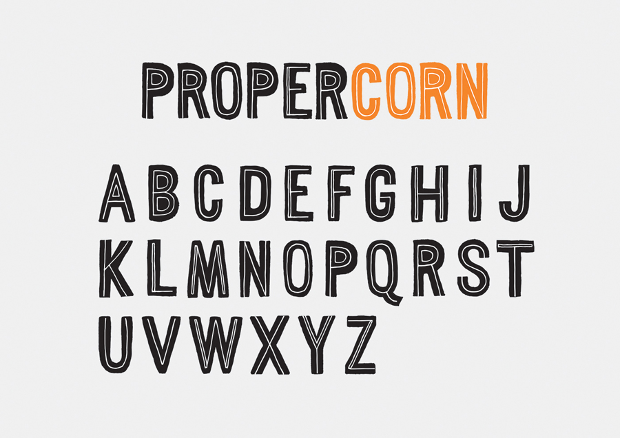 Propercorn typography designed by B&B Studio