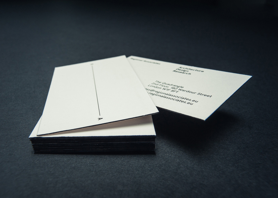 Business card designed by Commando Group for architecture and research consultancy Regional Associates