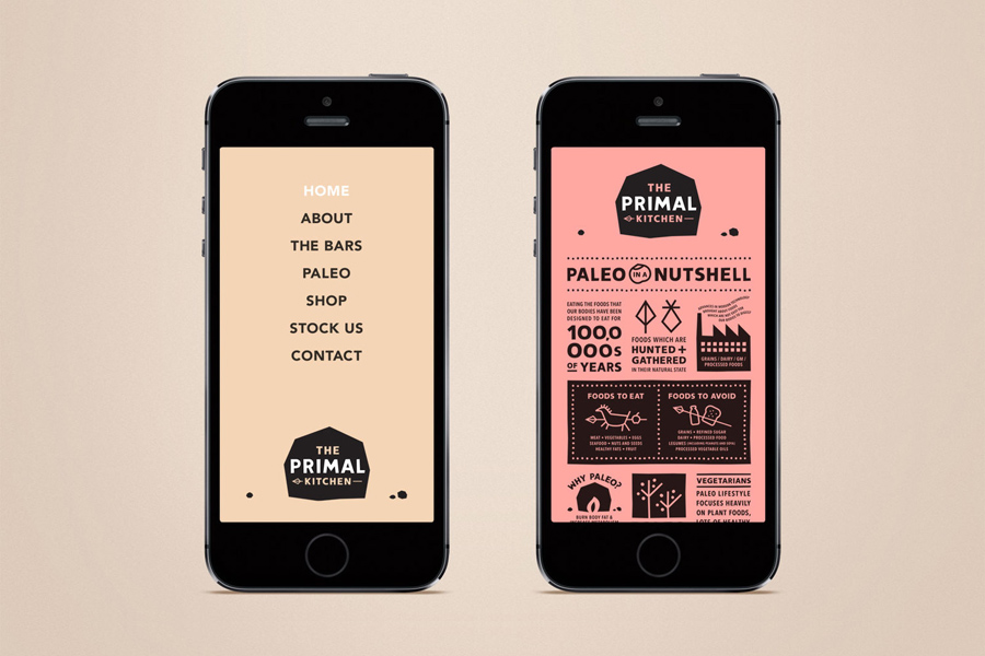 Website for The Primal Kitchen designed by Midday