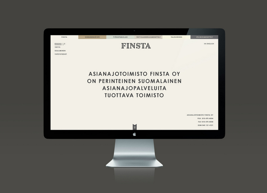 Website designed by Werklig for Finish law firm Finsta