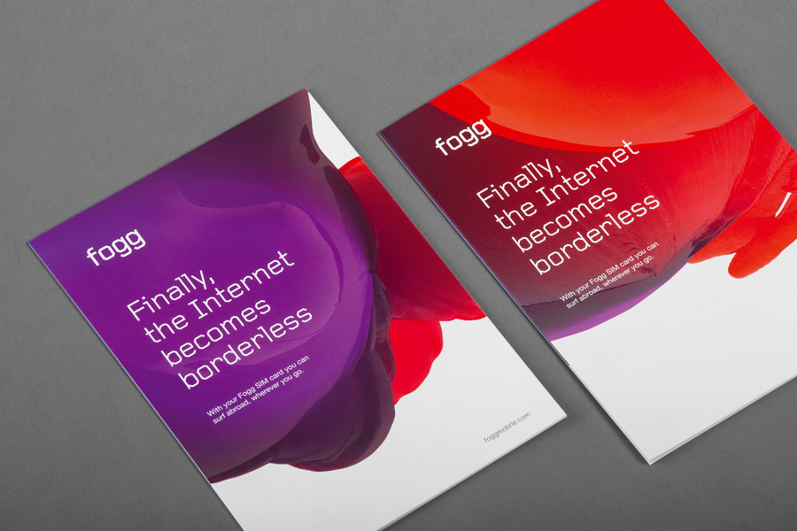 Brand identity and print created by Kurppa Hosk and Bunch for international fixed cost mobile data traffic service Fogg