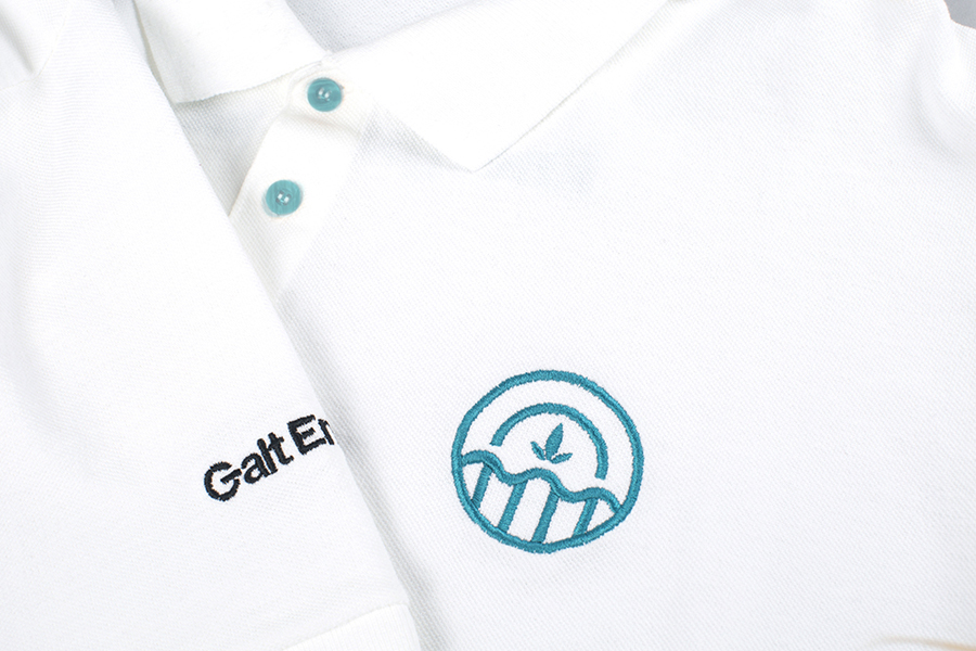 Visual identity and stitched T-shirt for Galt Energy designed by Firmalt