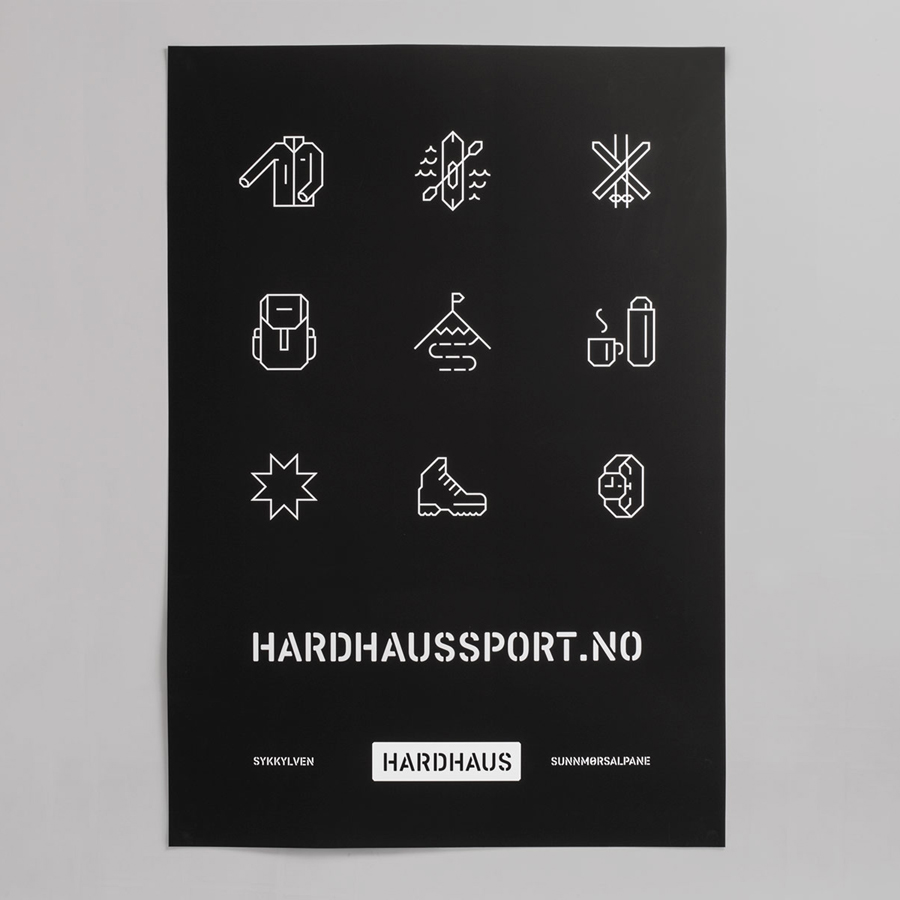 Icons and print designed by Heydays for mountain sports retailer Hardhaus