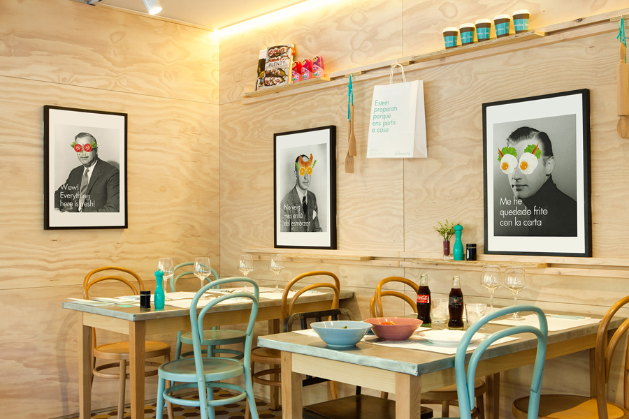 Collage and interior designed by Mucho for Barcelona based Deli restaurant and all day cafe La Florentina