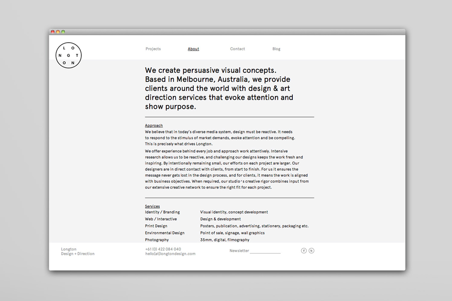 Logo and website by and for design studio Longton