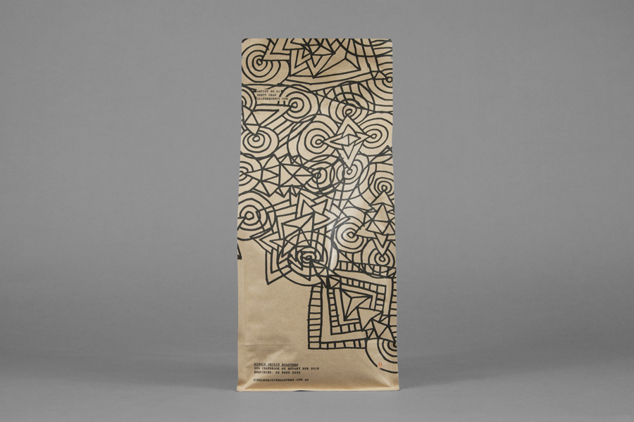 Coffee packaging with hand drawn illustrative detail for Single Origin Roasters designed by Maud