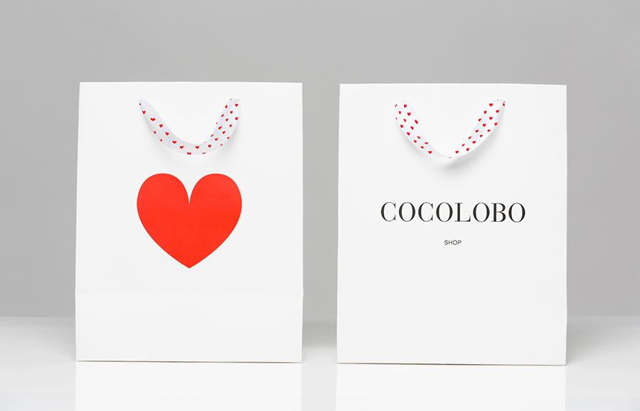 Serif logotype and bags designed by Anagrama for high-end shopping boutique Cocolobo