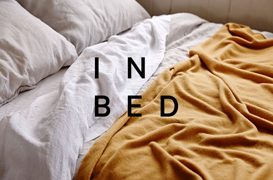 Logo and photography for online linen retailer In Bed designed by Moffitt.Moffitt