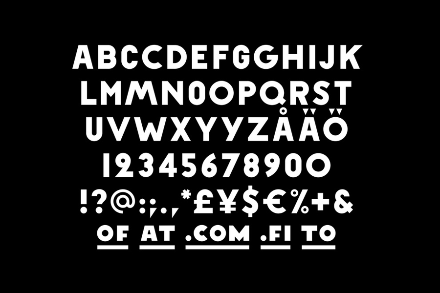 Custom typeface designed by Werklig for Kyrö Distillery Company