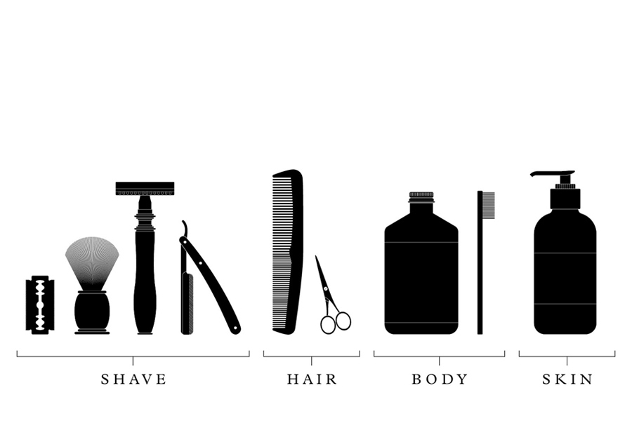 Illustration designed by ThoughtAssembly for male grooming business Men's Biz