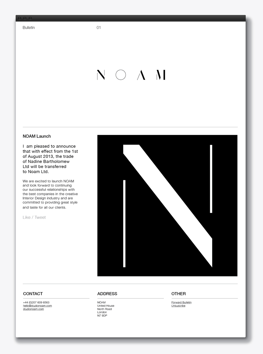 Logo and website created by Graphical House for interior design consultancy Noam
