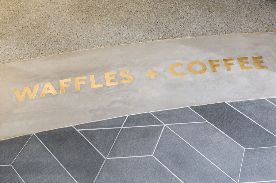 Interior detail of Belgian waffle and coffee chain Waffee