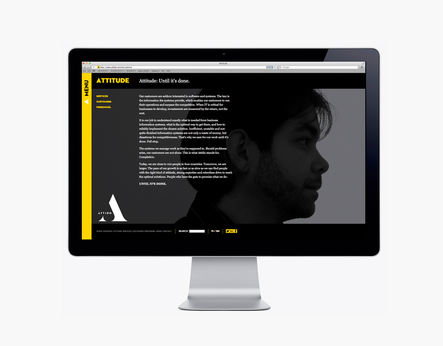 Website designed by Bond for Finnish information system development and optimisation company Attido