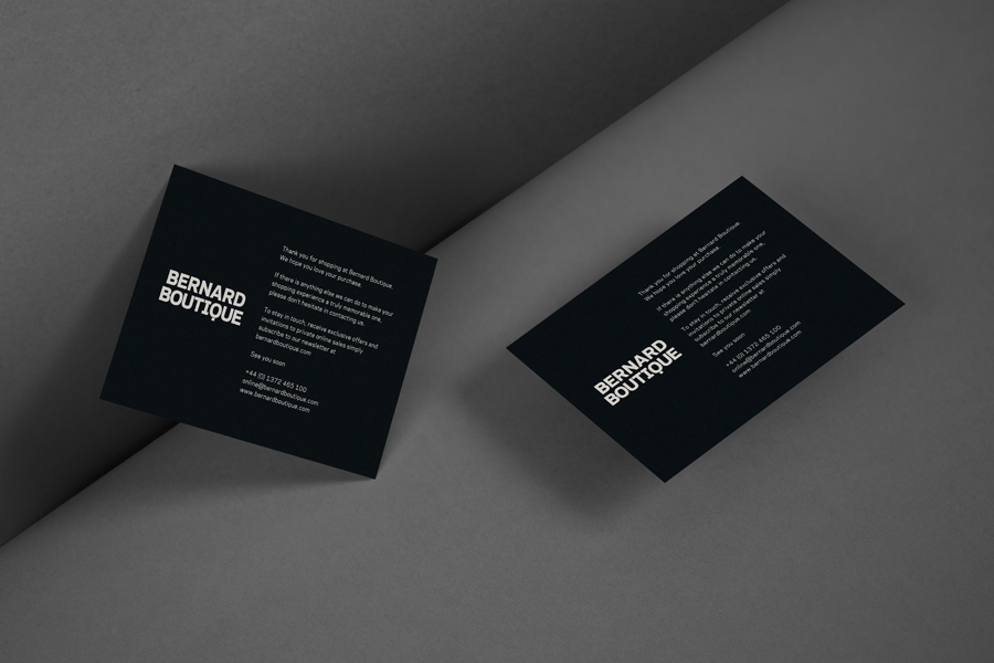 Logo and print work for award-winning fashion store Bernard Boutique designed by Bunch