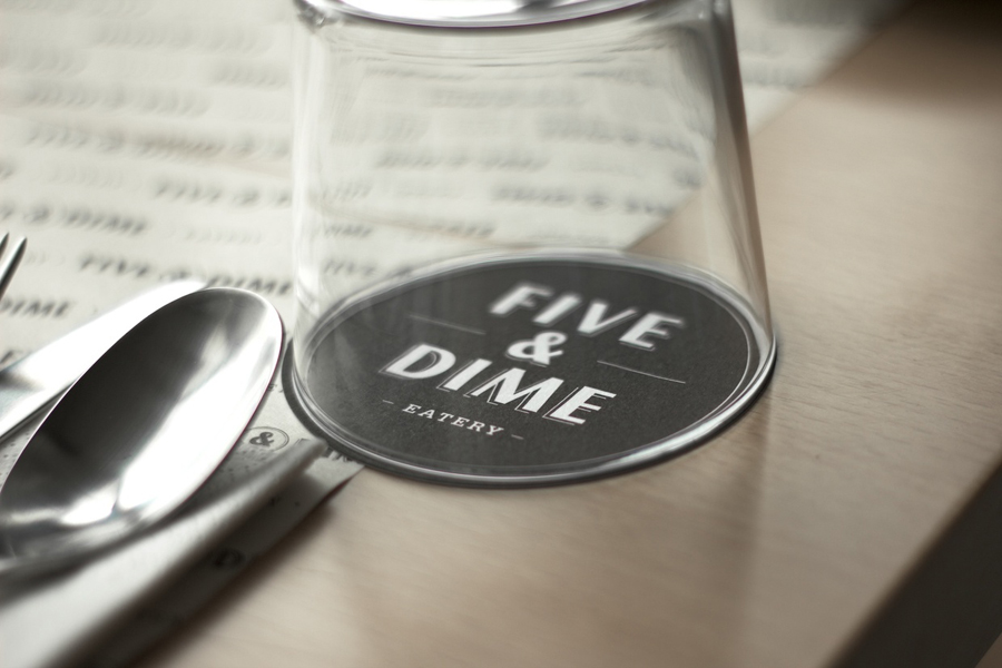 Logo design and print by Bravo Company for Singapore cafe and restaurant Five & Dime